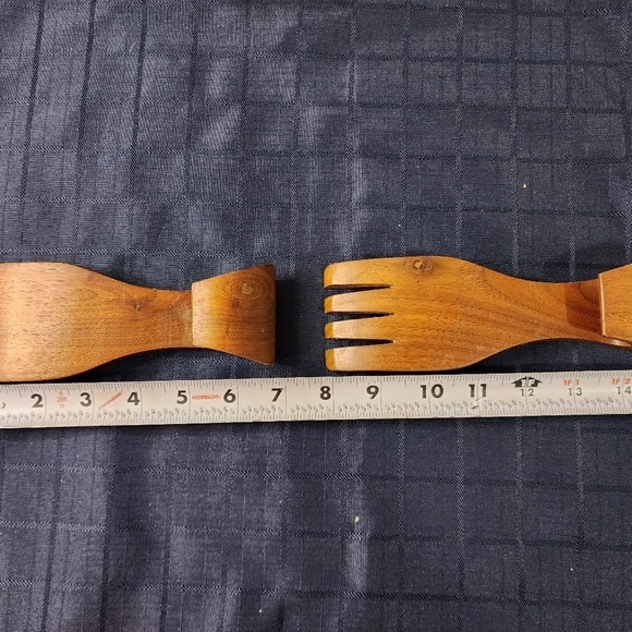 Ozark Walnutware Wooden Salad Serving Bowl With Fork And Flat‎ Serving Spoon - Picture 5 of 8